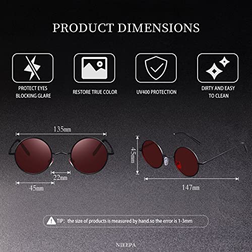 Image of Vintage Small Round Polarized Hippie Sunglasses for Men Women Circle Sun Glasses NP1002