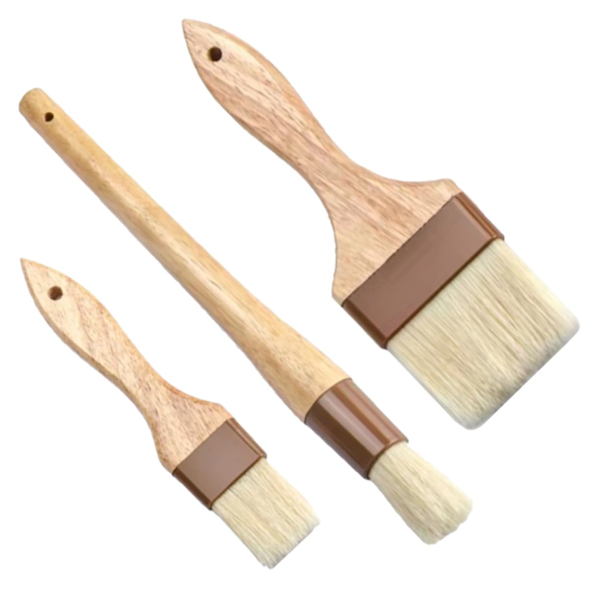 BCOATH 3pcs Basting Pastry Brush for Bbq Baking Handles Bristles for Oil Sauce Application Essential Kitchen Supplies for Cooking