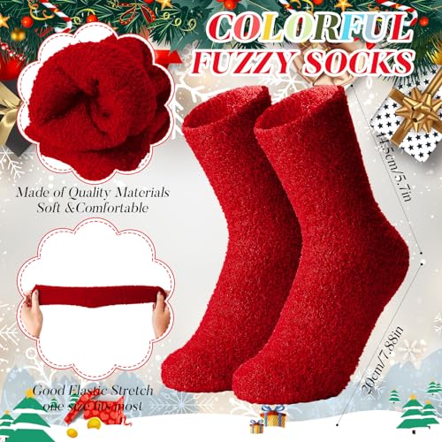Image of Handepo 60 Pairs Women Fuzzy Socks Bulk Winter Warm Soft Fluffy Crew Sleeping Slipper Socks for Back to School Birthday Gifts