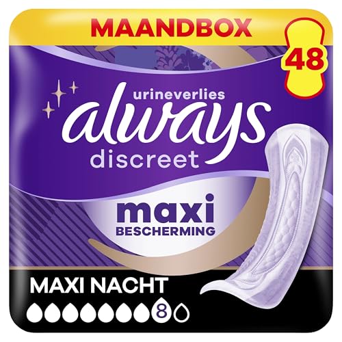Always Discreet Compresas de incontinencia para mujeres Ultimate Night 48 unidades extra seguras y discretas