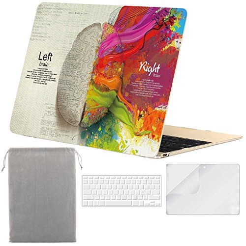 Sykiila for MacBook 12 inch Case 4 in 1 Hard Shell Case & Sleeve & Keyboard Cover & HD Screen Protector for Model A1534 with Retina Display - Brain