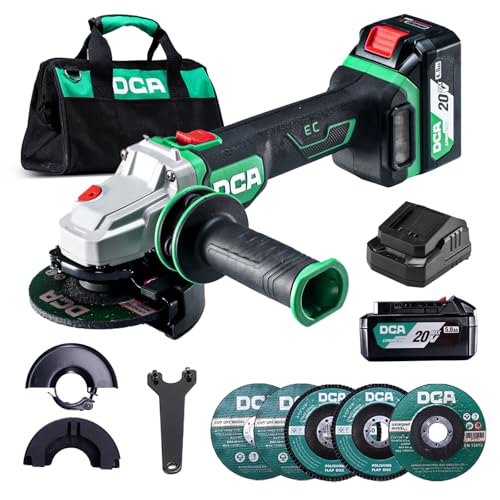 Brushless Angle Grinder 20V 4-1/2 inch, Cordless 4.0Ah Battery & 2A Fast Charger, 8500RPM, Power Angle Grinder with Cutting & Grinding Wheels, Flap Discs for Wood Metal & Rust Removal