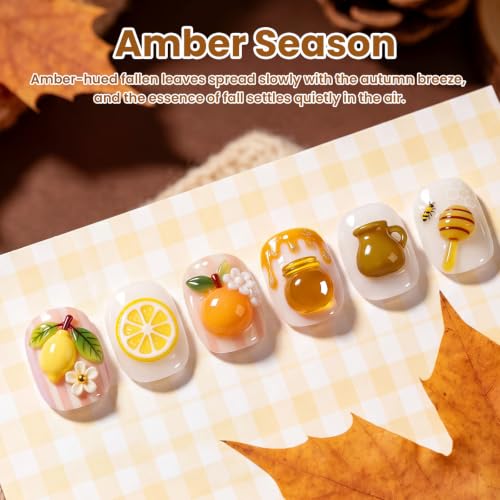 Image of Beetles Fall Gel Polish Set - Amber Season with Color Card, 6 Colors Yellow Brown Gel Nail Polish Set 15ML Full Size, Same Color Same Bottle, Long-Lasting Soak Off UV Lamp Fall Nails Art