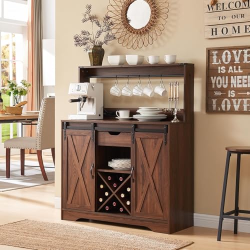 Wnutrees Farmhouse Coffee Bar Cabinet with Charging Station Review: The ...