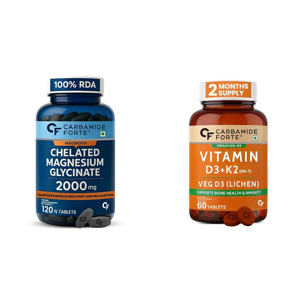 Carbamide Forte Chelated Magnesium Glycinate Supplement 2000mg Per Serving | Magnesium Supplement Supports Muscle Recovery & Better Sleep - 120 Veg Tablets & Vitamin D3 K2 Supplement | Vitamin K2 MK7-image-35