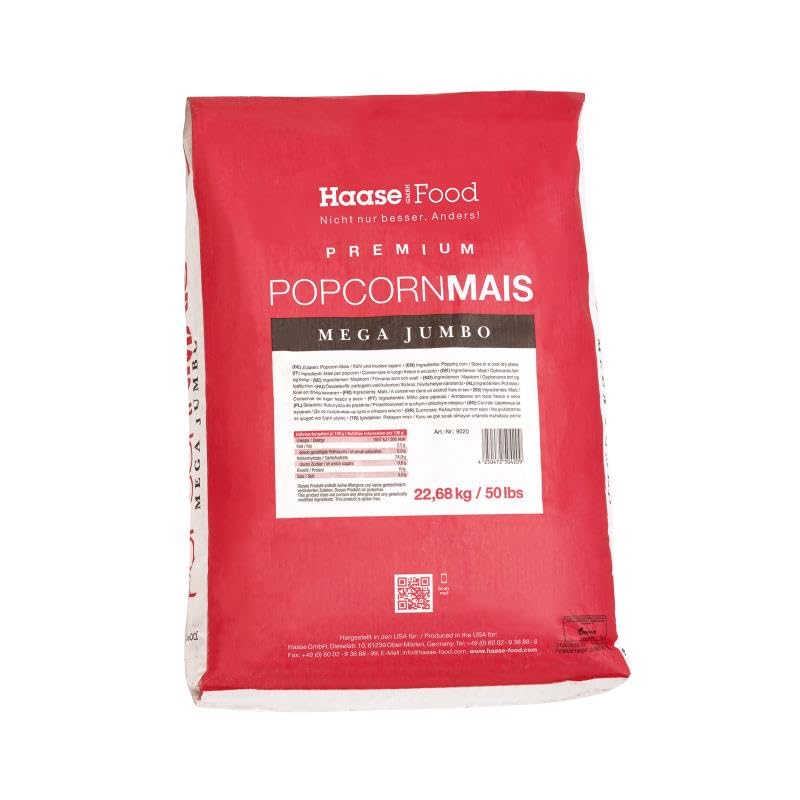 Popcornmais Premium Jumbo Mais der Klassiker des Popcorn Mais Kinopopcorn 22,68 Kg Sack XXL 1:32 Popvolumen