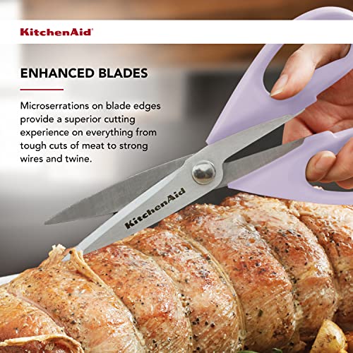 KitchenAid All Purpose Kitchen Shears with Protective Sheath Durable Stainless Steel Scissors, Dishwasher Safe, Soft Grip Comfort Handle, 8.72 Inch, Lavendar Cream - image 7
