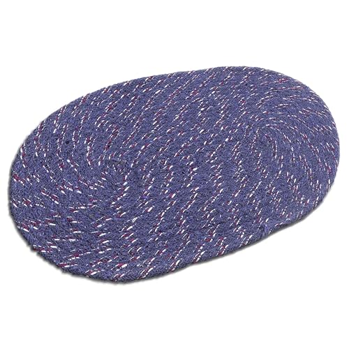 Image of Kuber Industries Pack of 2 Doormat for Home Entrance | Anti-Skid Oval Foot Mat | Floor Mat for Bedroom Kitchen Office | Room Mat | Blue