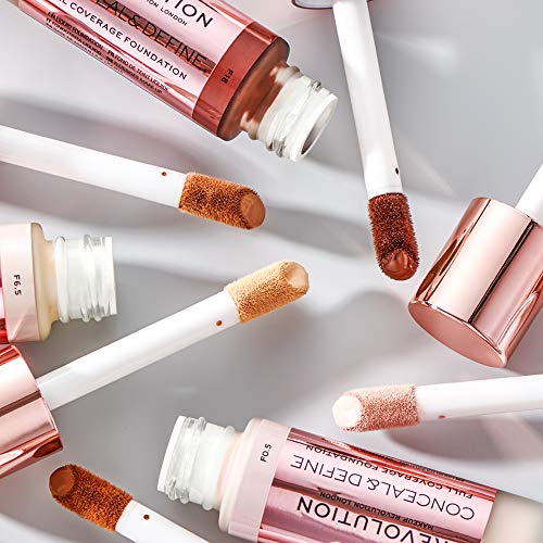 Image of Revolution Beauty London Makeup Conceal & Define Cream Foundation, Full Coverage & Matte Finish, F9 For Medium Skin Tones, Vegan & Cruelty-Free, 0.7 Fl Oz|For All Skin Types (Pack of 2)