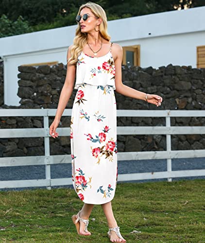 LILBETTER Women's Adjustable Strappy Split Summer Beach Casual Midi Dress4