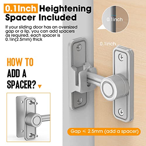 Sliding Barn Door Lock Hardware, 90 Degree Locks For Barn Doors, Flip Gate Latches For Barn, Garden, Bathroom, Outdoor, Garage, Window (Silver) #TOP3
