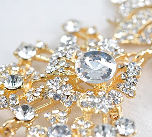 Image of Gyn&Joy 7.59 Inch Crystal Large Wedding Bouquet Brooch Pin