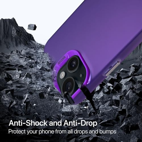 Image of Vaku Luxos Matte Dazzle Back Cover for iPhone 15 Plus Shock Proof Airbag Protection TPU Case Scratch Resistant Slim Thin Military-Grade Protection - Purple
