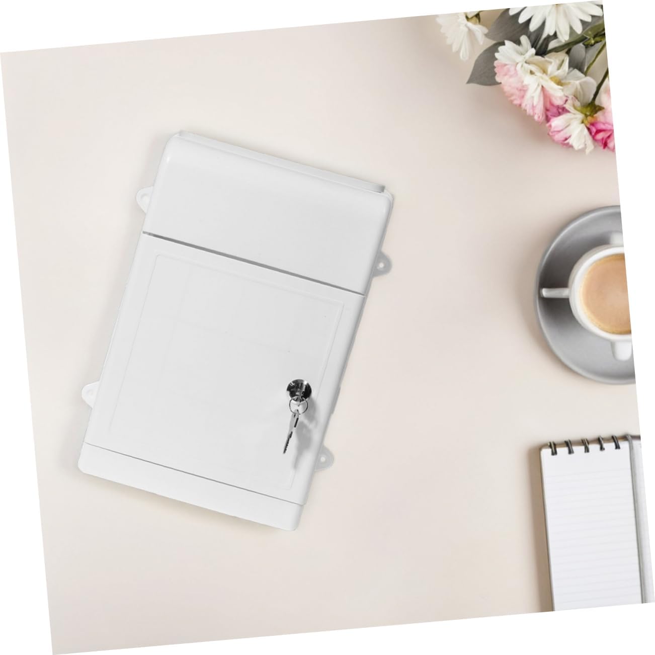 Uonlytech 2Set Wall Mount Mailbox Rainproof Design for Office Community Large Capacity Quick Installation Elegant White Finish for Suggestions Complaints Collection