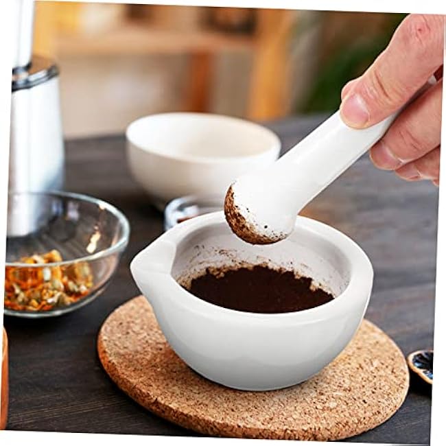 2Sets Porcelain Mortar and Pestle Grinding Tools for Seasonings Spices and Herbs Unpolished Interior for Efficient Grinding Easy to Use and Clean