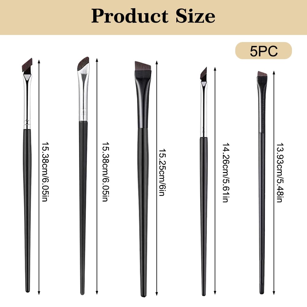 Flintronic Pinceaux à Maquillage, Lot de 5 Pinceaux Maquillages Professionnel, Pinceau Eye-liner Biseauté, Pinceau de Maquillage pour Les Yeux, pour Fards à Paupières, Sourcils et Contour des Lèvres