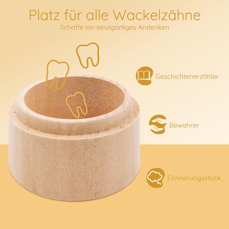 Bärenfreunde - Milchzahndose personalisiert aus Holz mit kinderfreundlichem UV-Druck - Zahndose Milchzähne als Erinnerung an die ersten Zähnchen (Tintenfisch blau)