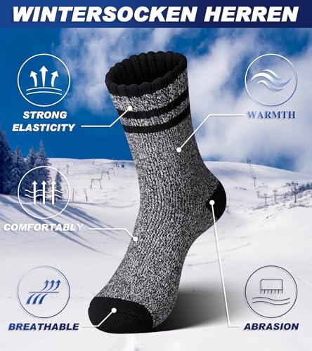 5 Pairs Merino Wool Socks Mens,Thick Warm Winter Socks for Men3