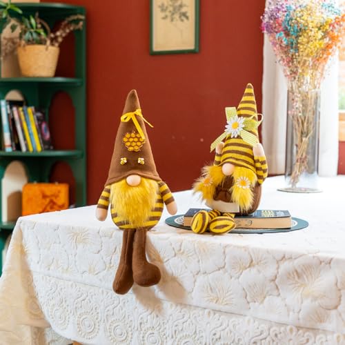 Large Bumble Bee Gnomes Plush Handmade Honey Bee Swedish Dwarf Doll Spring Home Decor Farmhouse Kitchen Party Ornaments World Bee Day Decorations Gifts Yellow02