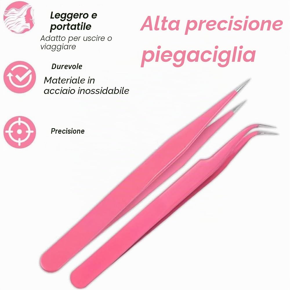 Pinzetta, 2 Pinzetta Extension Ciglia e 1 Pennello Ciglia, Kit Pinzetta per Ciglia, Pinzette Diritto e Curvo Tip Pinzette, Professionale Pinzette in Acciaio Inox, per Estensioni Ciglia, DIY