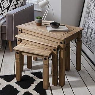 Mews Corona Nest of Tables, Waxed Pine, (W) 53cm (D) 35cm (H) 50cm, (P701-CR)