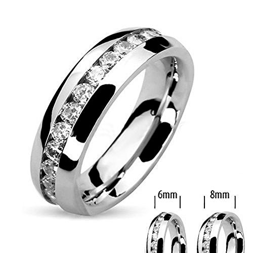 Marimor Jewelry His and Hers Stainless Steel 2.10 Carat Cubic Zirconia Bridal Set and Men's Eternity Wedding Band3