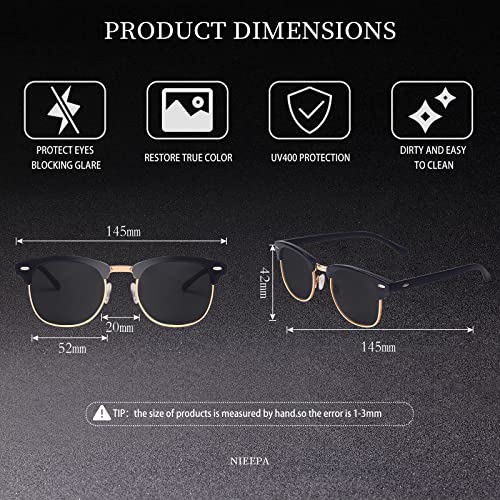 Image of Classic Semi Rimless Polarized Sunglasses for Men Women Half Frame Retro Driving Sun Glasses NP1006