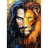 TOSTOG Diamond Painting Kit Completo,Jesús Y El León DIY Diamante Cristal Bordado Punto de Cruz Painting Pinturas para Adultos Decoración Pared Hogar 30x40cm