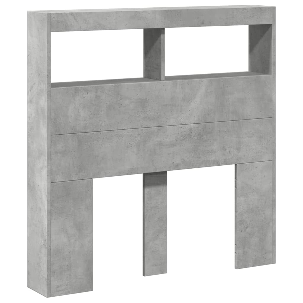 vidaXL Headboard Cabinet with LED Concrete Grey 100x17x102 cm — image 1