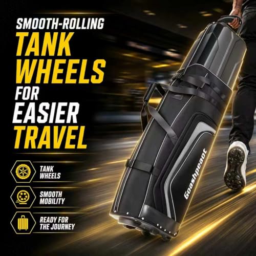 Goashpeaot Hard Case Golf Club Travel Bag w/ Heavy-Duty Wheels (Classic Black) - image 6
