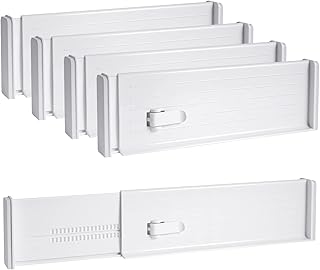 Drawer Dividers Organizer, Kitchen Drawer Divider, Adjustable Drawer Dividers for Clothes, Drawer Separators, Expandable Drawer Organizer from 10.6-18" for Dresser Organizer, Kitchen Utensils, Socks, Office, Bathroom (4 Pack)