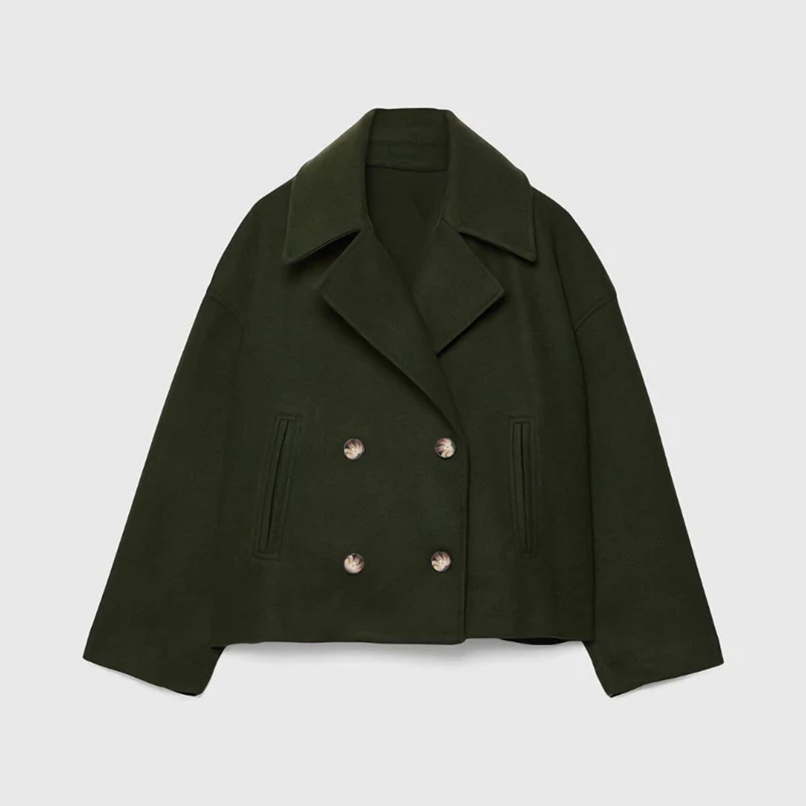 Kurzmantel Damen Wolle Elegant Trenchcoat Übergang Kurz Mantel Winter