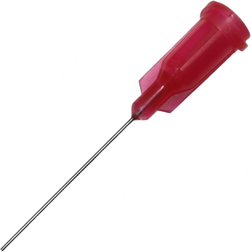 25 Ga Industrial Unsterilized 1 Inch Blunt Tip Dispensing Needle with Luer Lock(Red,50 PCS)