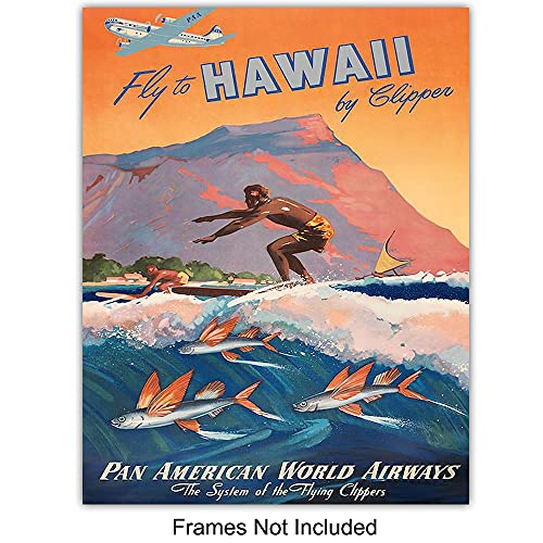 Hawaii Wall Decor - Hawaiian Wall Art - Hawaiian Wall Decor - Tropical Decor - Surfing Wall Art - Surf Decor - Ocean Wall Decor - Vintage Travel Posters - 8X10 Picture Set #TOP2