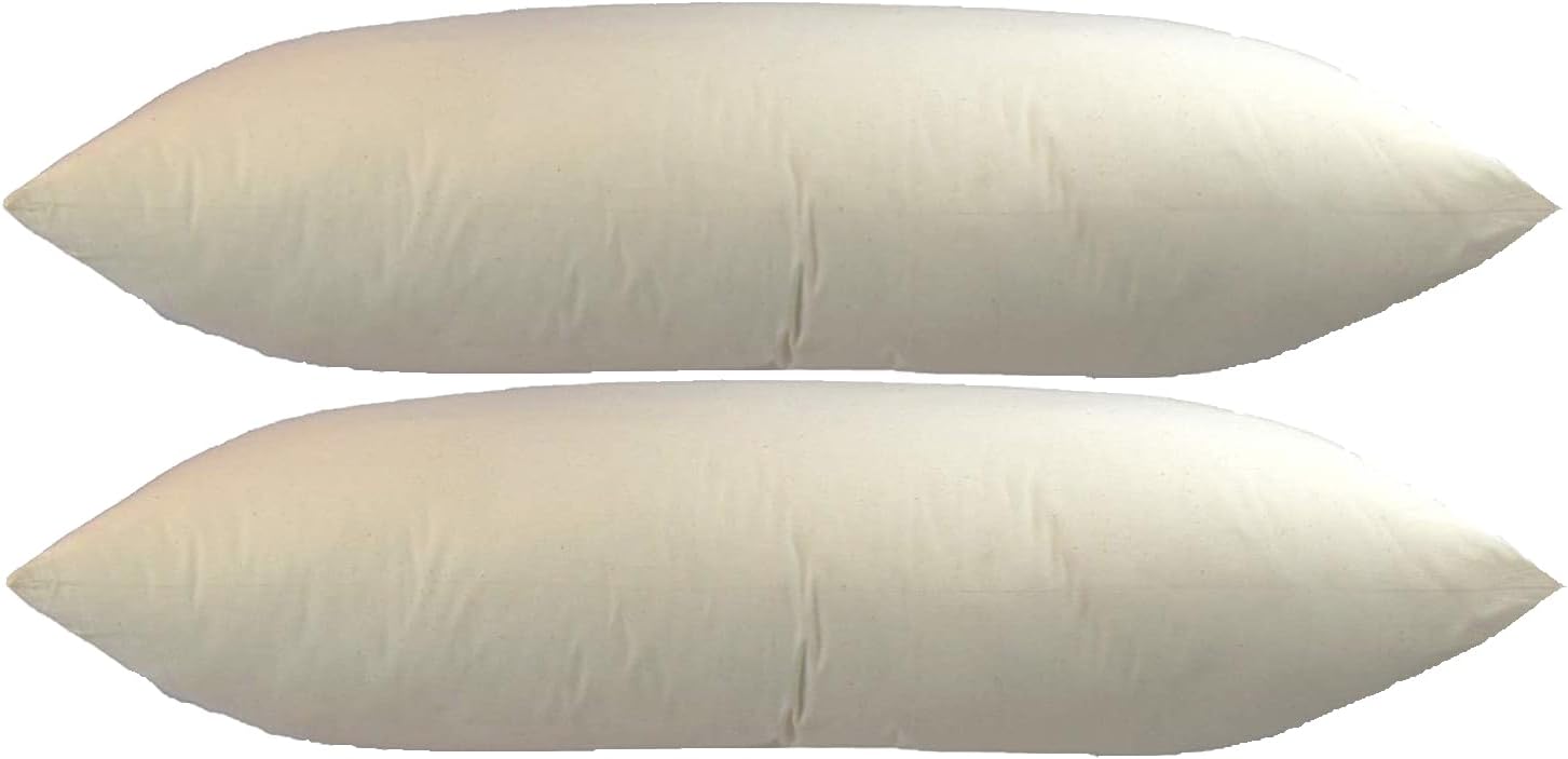 MoonRest Certified -%100 Organic Natural Fabric Covering Bed Sleeping Pillow, 100% Synthetic Down Alternative Fill- 2 Pack King Size - 20” X 36”