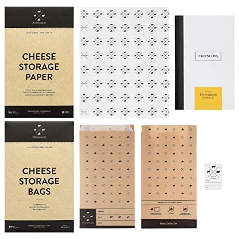 Formaticum Cheese Storage Kit x 2 - Cheese Storage Bags (30), Cheese Storage Paper (30) and Cheese Log Pocket Journal (2) Cover