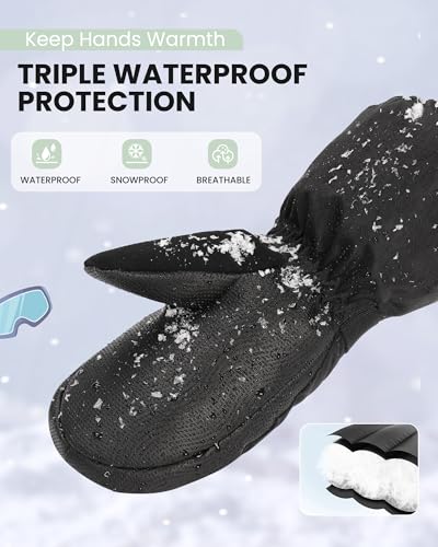 OutdoorMaster Kids Ski Mittens, Ski Winter Waterproof Thermal Snow Gloves for Boys & Girls, Skiing, Snowboard, Winter Sports2