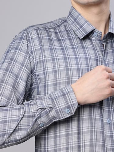 Image of Majestic Man Men's Pure Cotton Slim Fit Checkred Full Sleeve Classic Collar Everyday Formal Shirt