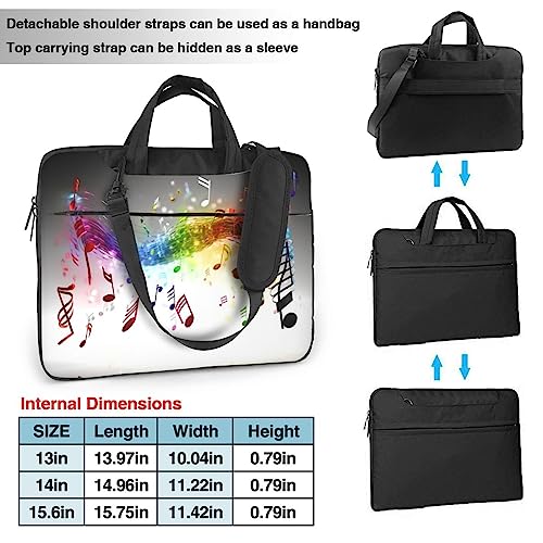 Sac pour ordinateur portable à motif notes de musique porte-documents noir