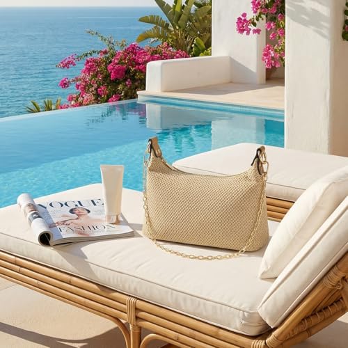 Bolso de hombro de paja para mujer verano pequeño miniatura 3