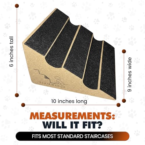 StairWedge Hundetreppe – Einzelne, weiche Teppichrampe für Haustiere, geriffelte Sicherheitsstufe für sicheres Klettern, Rampe aus Naturkork für Hunde, Katzen und Kleintiere zur Mobilitätshilfe