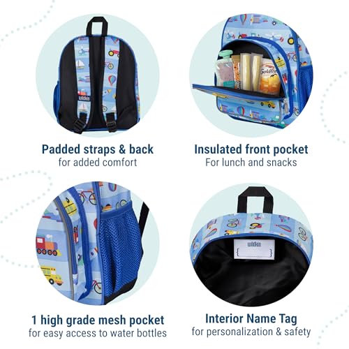 Image of Wildkin Kids 12-Inch Toddler Backpack - Lightweight School Bag for Daycare & Travel, Ages 3-7, On the Go, 12 x 10 x 4.5 inches, 12-inch Backpack Boys