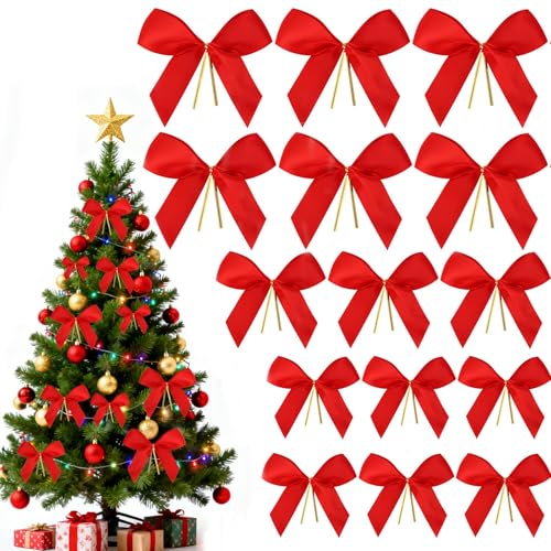 Zaewry 36 Stück Weihnachtsbogen Rot Ribbon Bow, Rot Weihnachtsbaum...