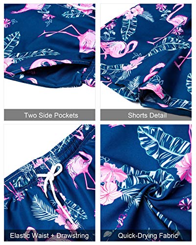 J.VER Mens Hawaiian Shirt and Shorts Set Regular Fit Short Sleeve Casual Funky Beach Flamingo Shirt Set