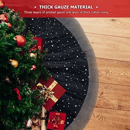 Fiabc TREESKIRTBLACK47 Christmas Wedding Tree Skirt,47 Inch 4-Layer Fluffy Romantic Pleated Sparkly Halloween Skirt Decoration Xmas Tree Ornament thumb #3