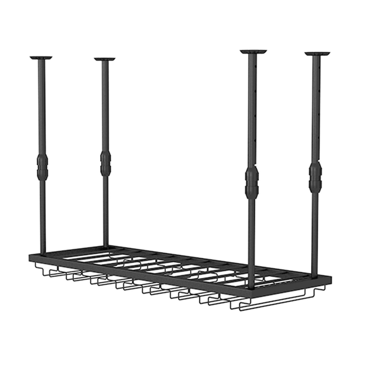 POLGDW Industrial Wine Glass Rack Shelf with Metal Ceiling Hanging Wine Racks and Bottle Holder Black 100x30cm