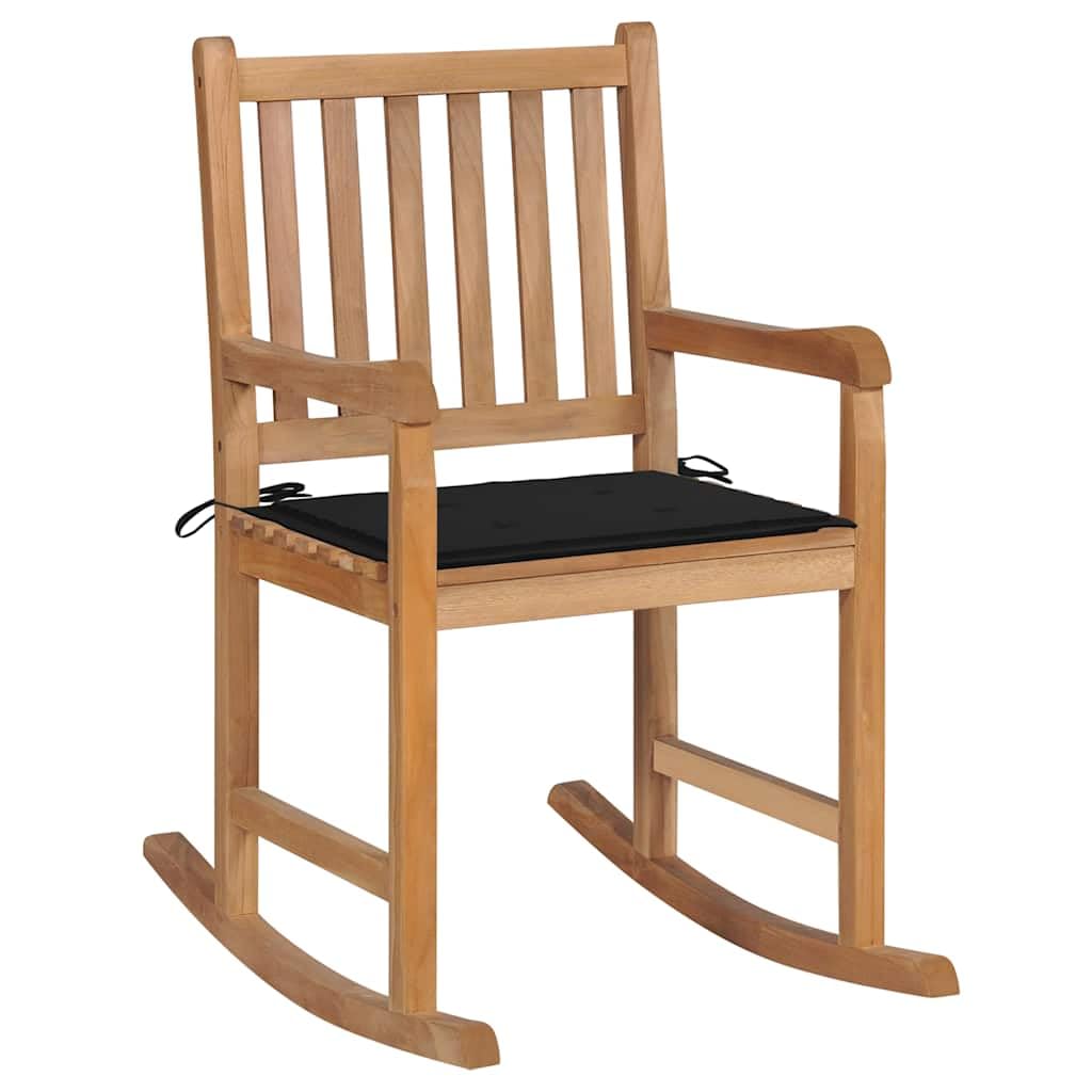Fauteuil à bascule en teck massif au jardin pour créer un coin détente zen sur votre terrasse