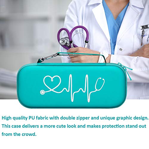 Image of BOVKE Stethoscope Case for 3M Littmann Classic III Monitoring /Lightweight II S.E /Cardiology IV Diagnostic /MDF Acoustica Stethoscopes, Mesh Pocket for Doctor & Nurse Accessories, Emerald