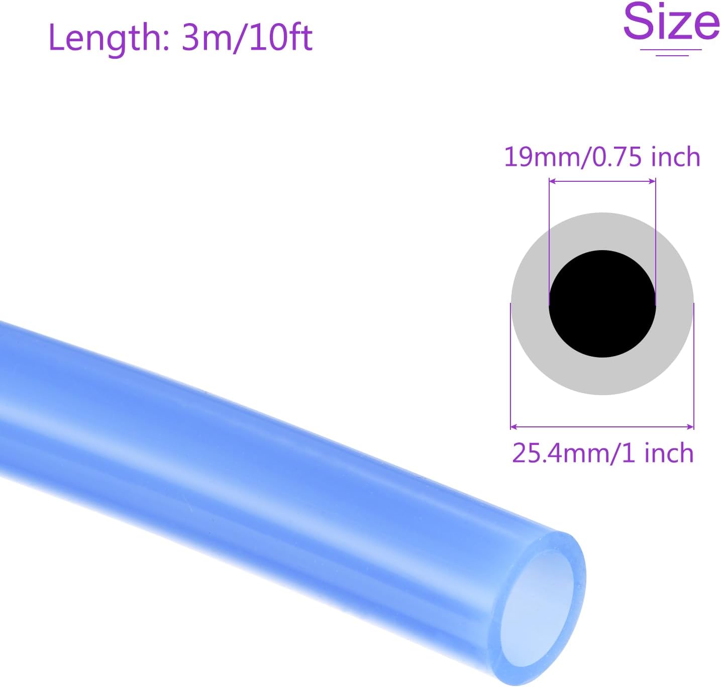 DMiotech Silicone Tubing Blue Plastic Tube, 19mm(3/4") ID x 25.4mm(1") OD 10ft(3 meter) Silicone Tube Flexible Hose