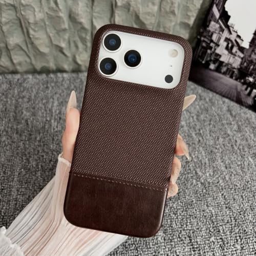 Coque iPhone 16 Pro cuir tissé marron avec protection intégrale antichoc et texture givrée
